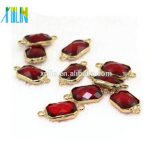 K9 Verre Cristal Ruby Beads avec Alloy Connecteur Top Qualité 10 pcs / sac Shine Cristal Connecteur pour Bijoux Collier